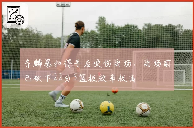 齐麟暴扣得手后受伤离场，离场前已砍下22分5篮板效率极高